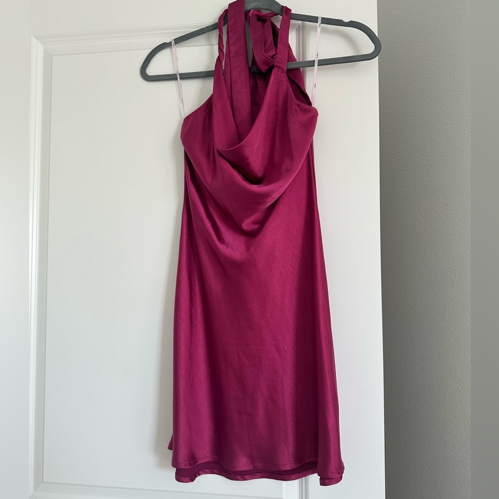Cowl neck satin midi dress